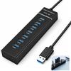 Lustrens Hub USB 3.0, 7 porte, adattatore USB ad alta velocità con alimentazione tramite USB-C