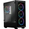 Lustrens Case per PC da gaming, formato mid-tower, con illuminazione ARGB: vetro temperato, 4 ventole RGB, 2 porte USB 3.0