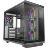 Lustrens Case per PC ATX con schermo LCD da 4,3", vetro temperato, 4 ventole PWM ARGB, colore nero