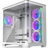 Lustrens Case per PC da gaming E-ATX mid-tower Witte, con pannello laterale curvo in vetro temperato e 4 ventole da 120 mm con illuminazione ARGB