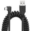 Lustrens Cavo a spirale Mini USB, connettore USB 2.0 a 90 gradi, cavo Mini B per la sincronizzazione dei dati e la ricarica