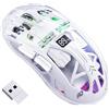Lustrens Mouse da gioco wireless, a doppia modalità 2.4G/Bluetooth, mouse da gioco per PC, con illuminazione RGB, display della batteria, corpo trasparente, 3212 4000 DPI, compatibile con Windows/MAC