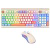 Lustrens Tastiera e mouse combo con 94 tasti, connessione cablata, con pulsante di controllo del volume, illuminazione colorata, mouse ergonomici con pulsanti laterali e DPI regolabili, compatibili con PC, laptop e tablet