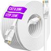 Lustrens Cavo Ethernet da 20 metri, Cat 6, alta velocità, bianco, piatto, con connettori RJ45, per connessione internet