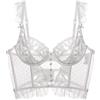 LCDIUDIU Corsetto Stringivita,Donne Bustier Corsetto Top Sexy Bianco Ricamo Prospettiva Pizzo Estate Slim Spaghetti Cinghie Corsetti Disossati Push Up Crop Top Bra Backless Camis Gilet Per Clubwear Party