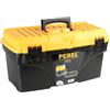 Perel cassetta degli attrezzi 43,5L con vaschetta rimovibile, toolbox in plastica con maniglia pieghevole e chiusure in plastica, valigetta porta attrezzi 53,5 x 29,1 x 28 cm