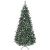 HOMCOM Albero di Natale Innevato Alto 210 cm con 928 Rami Artificiale Verde | Albero di Natale da Interno, Pigne e Bacche Rosse Decorative, Base in Metallo Ripiegabile, Montaggio Semplice