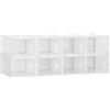 HOMCOM Mobile Scarpiera Modulare 8 Cubi 28x36x21cm Bianco Trasparente | Salvaspazio per Interni, Armadio Modulare, Fori di Ventilazione, Plastica PP