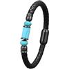 BCATTAW ZQYPENOZ Bracciale Di Cuoio,Bracciale Da Uomo In Pelle Braccialetti In Giada Naturale con Chiusura Magnetica Bracciale Classico Intrecciato Fatto A Mano Accessori per Gioielli Turchese 21 Cm