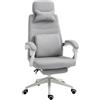 Vinsetto Sedia da Ufficio Ergonomica con Rotelle Grigia 62x68x117-127cm | Sedia da Scrivania, Cuscino Lombare, Poggiatesta, Poggiapiedi Estraibile