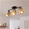 LVWIT Faretti LED Soffitto GU10 Orientabili Legno,Faretto Interno 3 Luci | Faretto Quadrato in Legno Naturale e Riel, Lampadario Faretto da Parete per Camera da Letto Cucina Soggiorno, Senza Lampadina