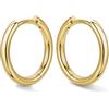 Bestyle Orecchini Cerchio Argento 925 Donna Oro/Argento Anallergici Leggeri | Piccoli Orecchini Cerchio Oro Placcato 14K alla Moda, Larghezza 8/10/12/14/16/18/20 mm, Regalo per Ragazze Donne Mamma