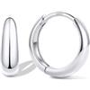 Bestyle Orecchini Cerchio Argento 925 Donna Oro/Argento Anallergici Chunky | Piccoli Orecchini Cerchio Oro Placcato 14K alla Moda Leggeri, Larghezza 8/10/12/14/16/18/20 mm, Regalo per Ragazze Mamma