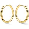 Bestyle Orecchini Cerchio Argento 925 Donna Oro/Argento Anallergici Leggeri | Piccoli Orecchini Cerchio Oro Placcato 14K alla Moda, Larghezza 8/10/12/14/16/18/20 mm, Regalo per Ragazze Donne Mamma