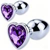 Lsexyier 2 Pezzi Set di plug anali in acciaio inox,Con Lusso Cuore Forma diamante di per uomo donna Principianti Giocattoli del Sesso (viola)