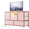 Euker Mobile TV con 8 Cassetti, Prese CA e USB e Luci LED, 120 x 36,5 x 75,4 cm | Armadio Contenitore in MDF Ferro per Soggiorno, Camera o Ingresso, Fino a 55 Pollici, Rosa