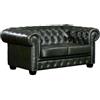 Vente-unique LINEA SOFA Divano Chesterfield a 2 posti 100% cuoio di bufalo Verde imperiale - BRENTON