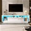 Fiednoy Mobile TV da 200 cm per TV fino a 80 pollici | Mobile basso con 3 ante lucide, ripiani in vetro e portata di 30 kg