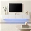 Songvas Mobile TV Sospeso 180 cm con LED, Bianco, Senza Maniglie, Moderno | 180 x 24 x 20 cm, 2 Cassetti & 2 Vani, LED Multicolore, Profondità 24 cm, Ideale per Soggiorni Moderni