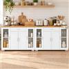GOKHOMX Set da 2 Mobili Base Cucina Credenze 110x30x70cm Ante in Vetro | 2 Madie Strette 30cm, 220cm Combinata, Mobili Ingresso Rovere e Bianco per Soggiorno, Corridoio & Angolo Caff猫