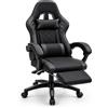 NARCISO - Sedia Gaming Ergonomica con Cuscino Cervicale e Cuscino Lombare Massaggiante, per Concentrarsi Durante il Gioco e lo Studio o Rilassarsi con le Funzioni Reclinabile e Poggiapiedi (Nero)