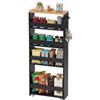 EGGREE Carrello a 5 ripiani, carrello da cucina stretto, scaffale a nicchia su ruote, acciaio, maniglia, per piccoli spazi, 40 x 15 x 100 cm, cucina, bagno, soggiorno, studio, nero + rovere