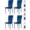 mcc direct Set di 4 sedie da pranzo in velluto, con schienale alto, seduta morbida imbottita e gambe in metallo, per casa, ufficio, ricevimenti e ricevimenti, colore: blu