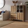 Dmora - Credenza Wazn, Buffet da soggiorno, Madia da salotto, Dispensa da cucina, 100x30h115 cm, Noce e Bianco