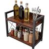 Quenoxo Scaffale da cucina a 2 ripiani, portaspezie in MDF e ferro per | Due ripiani con 2 ripiani, MDF e ferro, portata 30 kg, ripiano per barattoli di spezie, struttura con materiale di montaggio