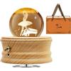 MJKOPEE Carillon con Sfera di Cristallo 3D con Ballerina,Carillon in Legno Rotante a 360°,Carillon Legno con Luce Regalo Bambini,Donne per Natale Compleanno San Valentino