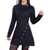 ORANDESIGNE Maglione Manica Lunga Donna Semplice Maglia Vestito Knit Pullover Magliette Invernali Casual Mini Abito Tinta Unita