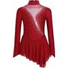 Freebily Abito da Pattinaggio Artistico Bambina Maniche Lunghe Vestito Danza Classica Ballerina con Strass Leotard Body Ginnastica Artistica Costume da Ballo Latino Americano