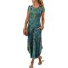 Minetom Donne Abito Lungo Vestito Manica Corta Estivo Casual Floreale Fiori Spiaggia Vacanza Abiti con Tasche