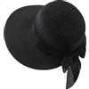 XINCHIA Cappello da sole in paglia a tesa larga da donna, con fiocco, estivo, da viaggio, da spiaggia, protezione UV, pieghevole, arrotolabile, alla moda, coda di cavallo, per viaggi, vacanze, spiaggia, tea