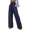 shownicer Pantaloni Lunghi Donna Lino Comodo Vita Alta Pantaloni a Palazzo Elegante Casual per Ufficio Regalo Spiaggia Elastic Pantaloni Gamba Larga Estivi con Tasche