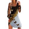 shownicer Donna Abito con Paillettes di Chiffon Elegante Mini Vestito Scollo A V Manica Lunga Tinta Unita Vintage per Festa da Sposa Cerimonia Ballo Festa