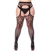 CURRMIEGO Collant a rete da donna, taglie forti, con bretelle in pizzo