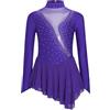 Freebily Abito da Pattinaggio Artistico Bambina Maniche Lunghe Vestito Danza Classica Ballerina con Strass Leotard Body Ginnastica Artistica Costume da Ballo Latino Americano