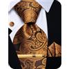 YourTies Cravatta da uomo in seta con gemelli quadrati e fermacravatta | Set di cravatte da uomo con motivo cachemire, fazzoletto in tessuto jacquard, per feste formali, matrimoni, balli scolastici