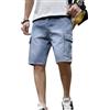 Onsoyours Jeans Pantaloni Corti Uomo Blu Denim Shorts Estivi Casual Denim in Cotone Uomo Bermuda Jeans Pantaloni Corti con tasconi Laterali