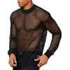 ORANDESIGNE Camicia da Uomo in Rete Trasparente Moda Sexy Slim Fit Camicie a Rete a Rete Canottiera in Rete Trasparente Clubwear Streetwear Top