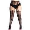 CURRMIEGO Collant a rete da donna, taglie forti, con bretelle in pizzo