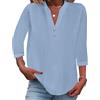Onsoyours Camicia Donna Lino Cotone Elegant Maniche a 3/4 Scollo V Maglia con Bottoni Tunica Solidi Blouse