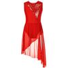 iEFiEL Abito da Ballo Lirico in Paillettes Bambina Body Pattinaggio Artistico Orlo Irregolare Bodysuit Danza Classica 5-16 Anni