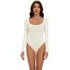 Mo Joc Body da donna a maniche lunghe con scollo angolare, pratico fondo