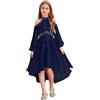 inhzoy Vestito Bambina Elegante Nozze Festa Damigella d'Onore Abito Lungo da Cerimonia Matrimonio Nozze Sposa Manica Lunga Vestito Principessa Comunione Battesimo Carnevale
