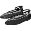 Generico Ballerine Mary Jane da Donna Nere in Tessuto A Rete con Fibbia in Metallo Stile Casuale Design Traforato Suola Morbida Traspiranti Bellissimo