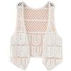 LCDIUDIU Gilet Da Donna,Gilet Da Donna All'Uncinetto Retr貌 Bianco Rombo Cavo A Forma Di U Senza Maniche Aperto Davanti Gilet Corto Scialle Cardigan Lavorato A Maglia Boho Hippie Gilet Camicetta Bikini Estiv