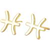 Generico Orecchini A Bottone In Argento Sterling 925 Placcati In Oro con Segno Zodiacale - Pesci (19 Febbraio - 20 Marzo) - Costellazione Zodiacale, Oroscopo, Astrologia Celeste, Gioielli - Regalo per Donna