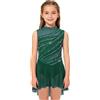 Kaerm Abito da Balletto Ballo Lirico Contemporaneo Bambina Vestito da Pattinaggio Artistico Body Ginnastica Ritmica con Strass Danza Moderna Samba